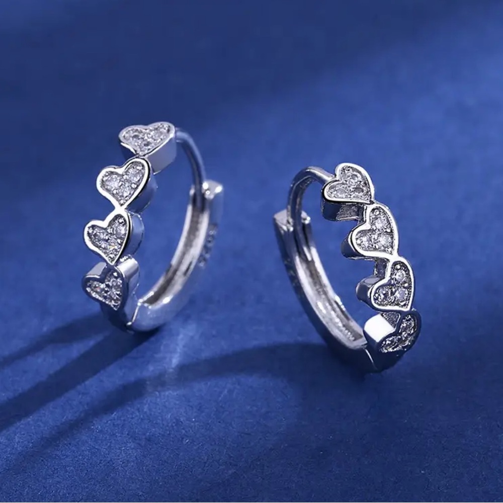 Sterling Silver Heart Cubic Zirconia Earrings